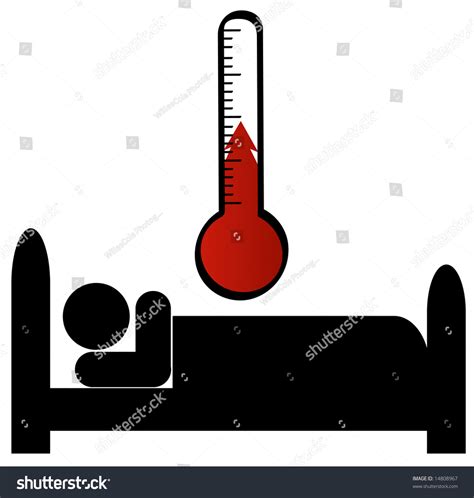 Stick Man Figure Bed Sick Temperature Stock Vector Royalty Free 14808967