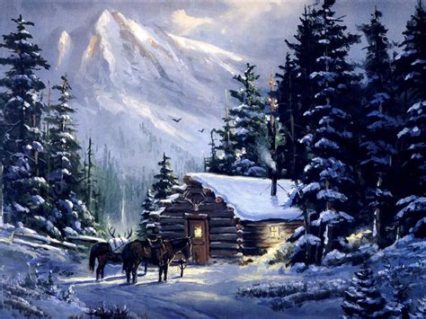 38 Winter Mountain Cabin Wallpaper On Wallpapersafari