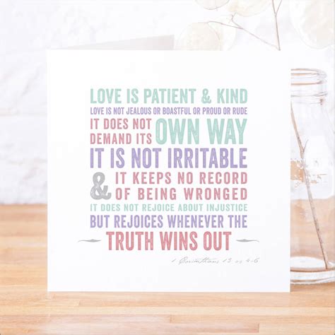 Love Is Patient Contemporary Bible Verse Card By Faith Hope And Love