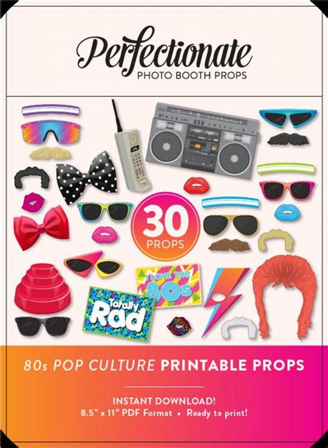 Diy 80s Photo Booth Props 30 Printable 80s Props Instant Etsy 80s