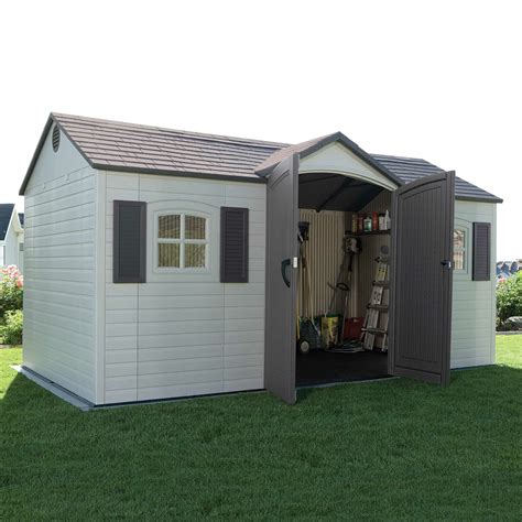 10 best plastic storage sheds of may 2021. Lifetime Side Entry 15 Ft. W x 8 Ft. D Plastic Storage ...