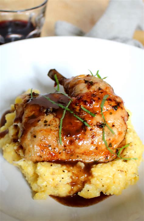 Roast Chicken With Red Wine Demi Glace And Polenta Epicures Table