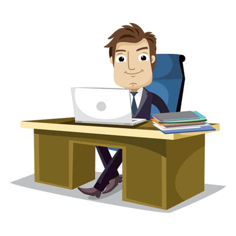 Businessman Working At Office Cartoon Png And Svg Design For T Shirts