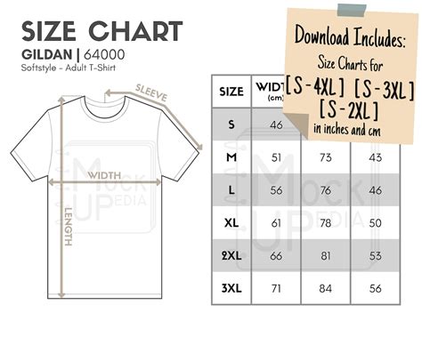 Gildan 64000 Adult T Shirt Size Chart Inchescm Digital Size Chart