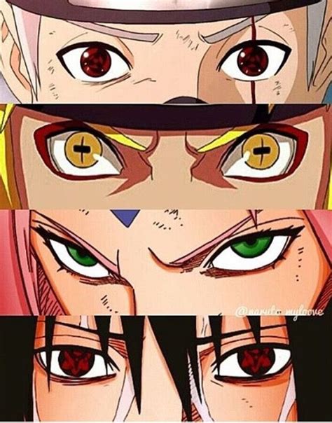 Team 7 Doujutsus Naruto Shippude Naruto Eyes Naruto Sasuke Sakura