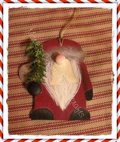 Primitive Christmas Ornaments Hand Painted Wood Primitive Santa