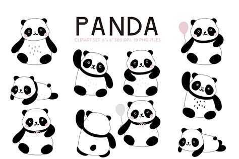 Love Pandas Clipart Gráfico Por Nina Prints · Creative Fabrica
