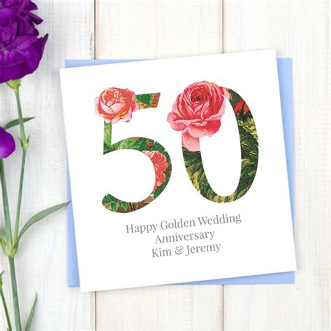 Personalised Golden 50th Wedding Anniversary Card By Chi Chi Moi
