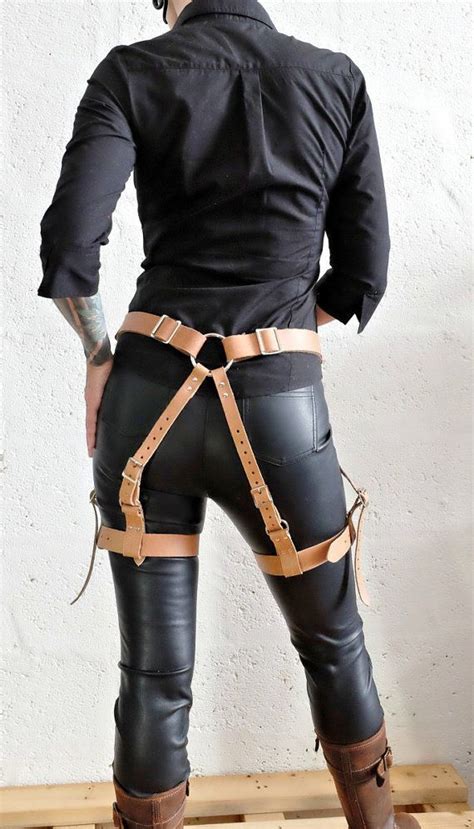 Unisex Real Leather Thigh Harness Tan Steampunk Mad Max Etsy Thigh Harness Leather Thigh