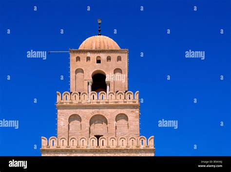 Kairouan Tunisia Minaret Of Kairouan At Sidi Obqa Mosque Stock Photo