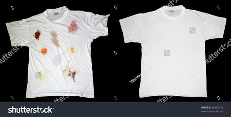 Dirty And Clean T Shirt Isolated On Black Stock Photo 36463042