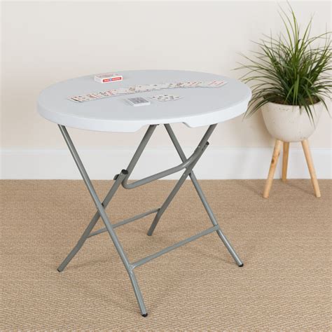 Flash Furniture 32 Round Granite White Plastic Folding Table