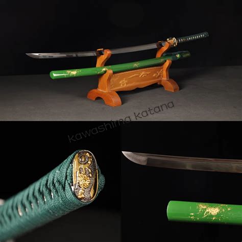 Handmade Vintage T10 Clay Tempered Green Samurai Sword Katana Sharp