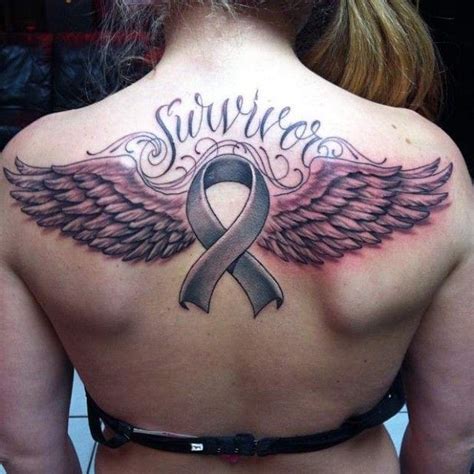Large Wings And Inscription Tattoo On Back Tattooimagesbiz