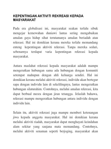 Karangan Sukan Dan Rekreasi