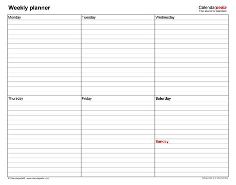 Free Weekly Planners in PDF format - 20+ Templates