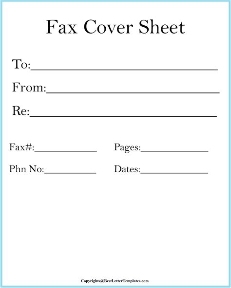 Free Printable Generic Fax Cover Sheet Template Pdf