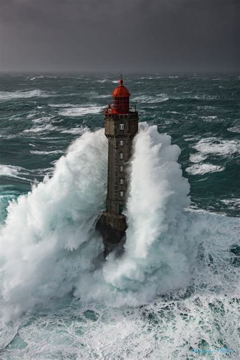 La Jument Lighthouse Midst The Stormy Sea Credit Ronan Follic