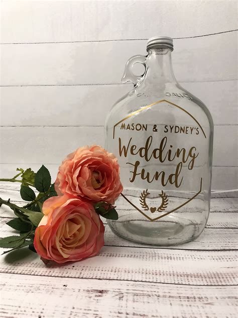 Personalized Wedding Fund Jar Engagement T For Couples Etsy