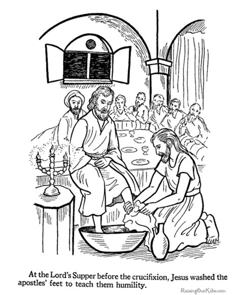 Jesus Washing The Feet Of The Apostles Bible Coloring Pages Bible