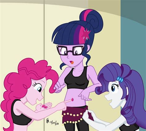 Pinkie pie, full name pinkamena diane pie,note 2 is a female earth pony and one of the main characters of my little pony friendship is magic. #1155327 - artist:mayorlight, belly button, clothes, crop top, digital art, equestria girls ...