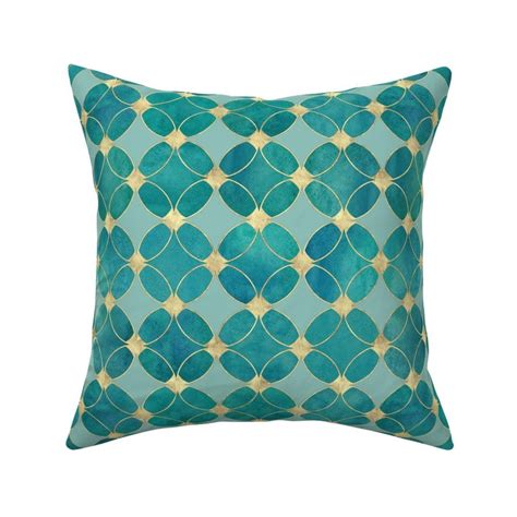 Watercolor Colorful Teal Golden Glitter Fabric Spoonflower