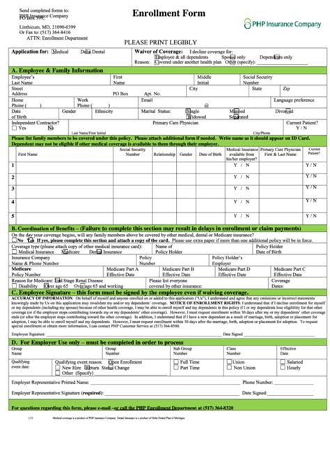 Printable Enrollment Forms Printable Forms Free Online