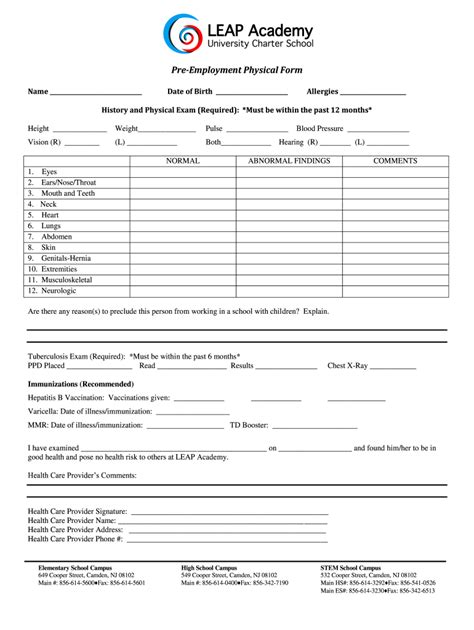 Pre Employment Physical Form Fill Out And Sign Online Dochub