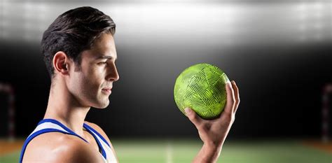 Premium Photo Composite Image Of Confident Athlete Man Holding A Ball