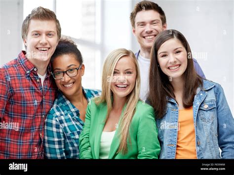 Group Of Happy High School Students Or Classmates Stock Photo Royalty