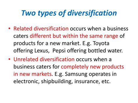 A definition of related and unrelated diversification. Two types of diversification strategy * wudekasuti.web.fc2.com