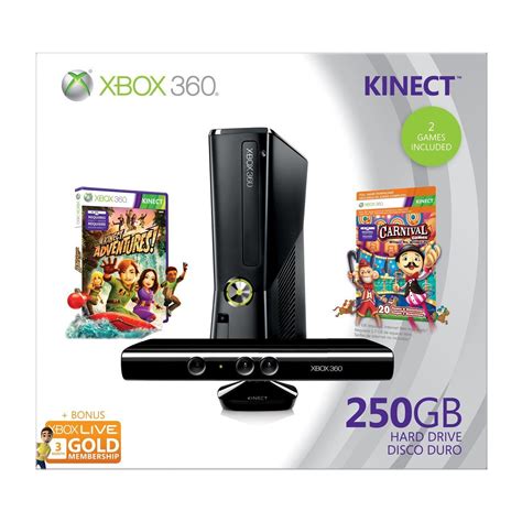 Buy Xbox 360 Elite Slim Console 250gb Kinect Bundle Incl Kinect Adventures And Carnival Games