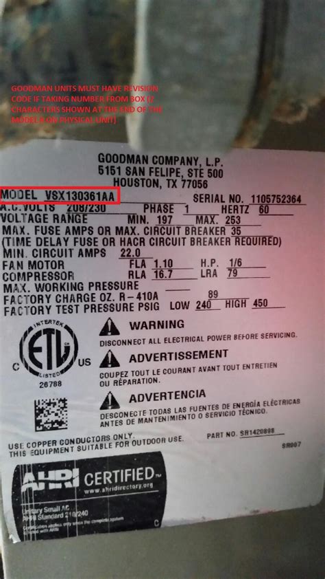 Air Conditioner Model Number Lookup Air Conditioner Model Number