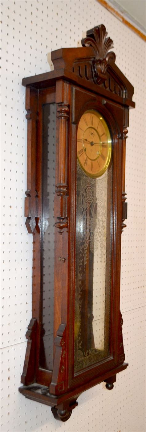 Antique Ansonia Bagdad Walnut Wall Regulator Clock With Or