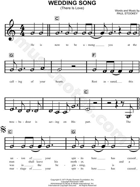 Paul Stookey Wedding Song There Is Love Sheet Music For Beginners In C Major Download