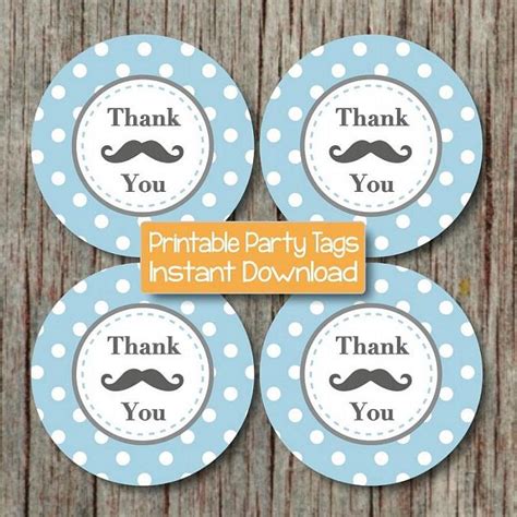 Printable baby shower thank you cards. Mustache Thank You Tags Baby Shower by ...