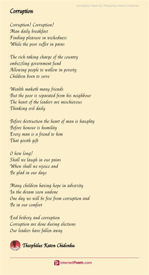 Corruption Poem By Theophilus Katon Chidonku