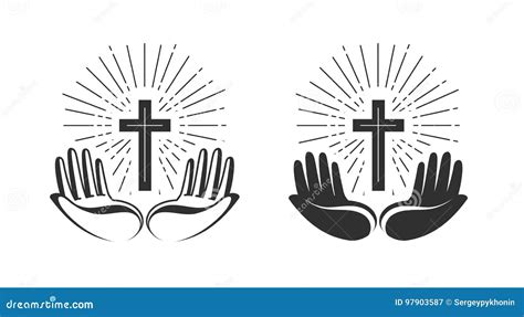 Religion Concept Bible Church Faith Pray Icon Or Symbol Stock
