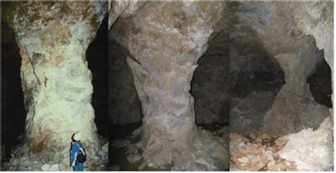 Progressive Spalling Of A Pillar In A Gypsum Mine From Left To Right