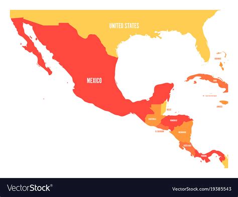 Political Map Of Central America And Mexico Vector Image