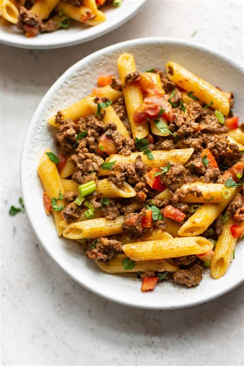 This Mexican Inspired Cheesy Beef Taco Penne Pasta With Hamburger Meat