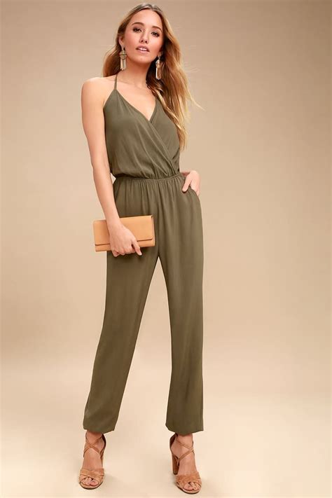 Learning To Fly Olive Green Halter Jumpsuit Olive Jumpsuit Outfit