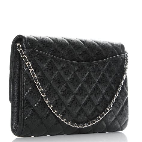 Chanel Caviar Quilted Clutch With Chain Flap Black 223965