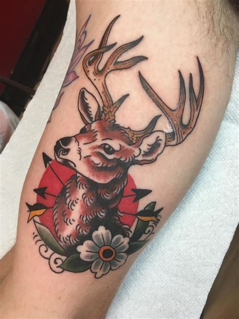 Traditional Deer Tattoo I Got Today Album On Imgur Deer Tattoo