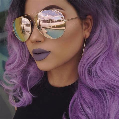 Purple Hair Fashion Sunglasses Purple Hair Mirrored Sunglasses