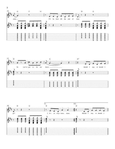 Should I Stay Or Should I Go By The Clash Digital Sheet Music For