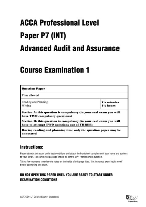 Acca students should practice and follow these sample exam papers before appearing in their final exams. Bestseller: Acca P7 Past Papers And Answers