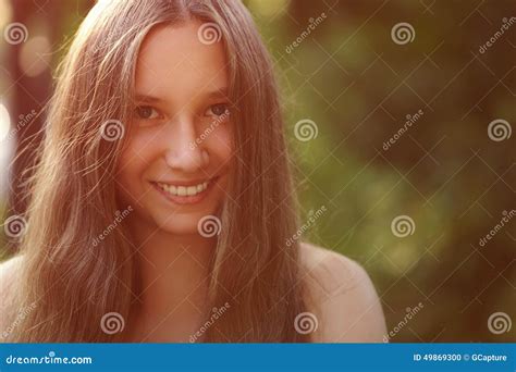 Close Up Portrait Of Teen Girl With Naked Stock Photo Image Of Model Elegance