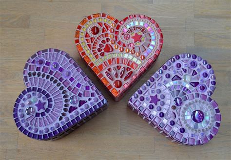 Purple Glass Mosaic Heart Shaped Box By Mimosaico On Etsy Mosaic