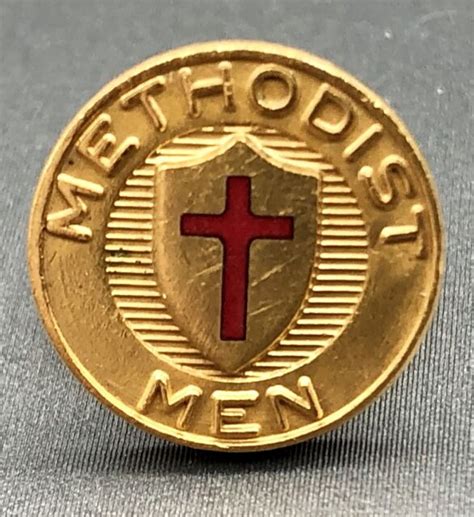 Methodist Men Red Cross Gold Tone Screw Back Lapel Pin Mens Religious